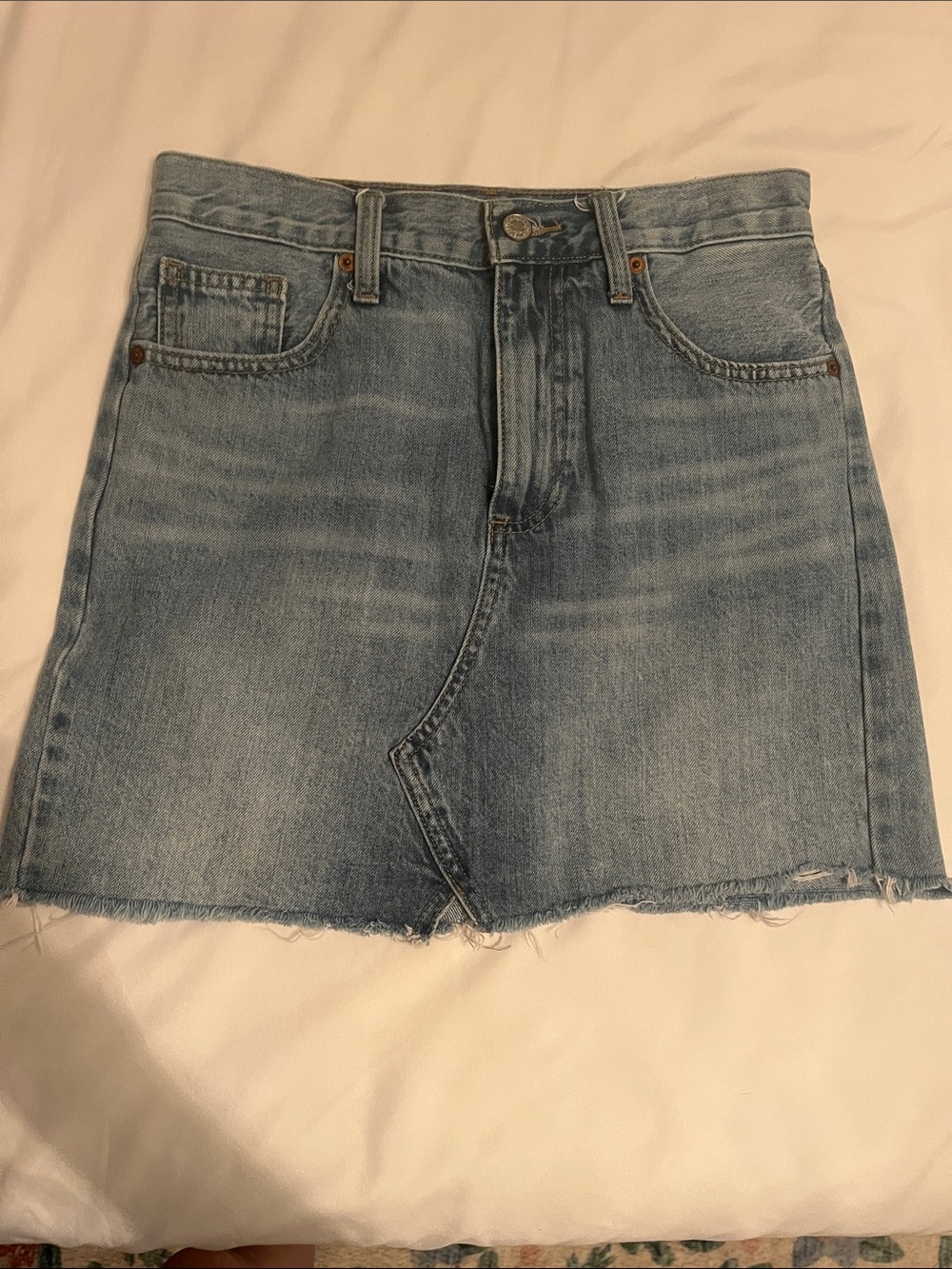 Lucky Brand Light Blue Denim Mini Skirt with Raw Hem